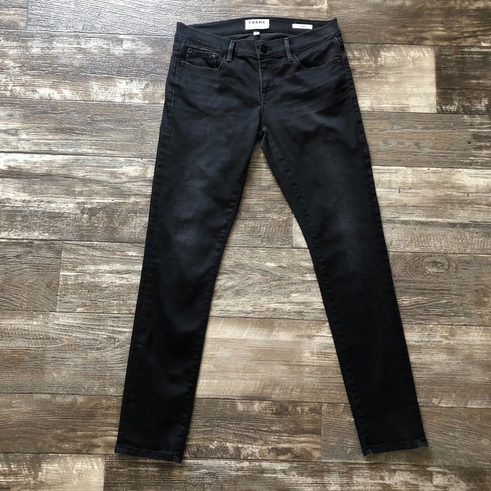 Frame le Garçon Boyfriend Jeans Black Elm Street Wash Size 26 Cropped Mid Rise